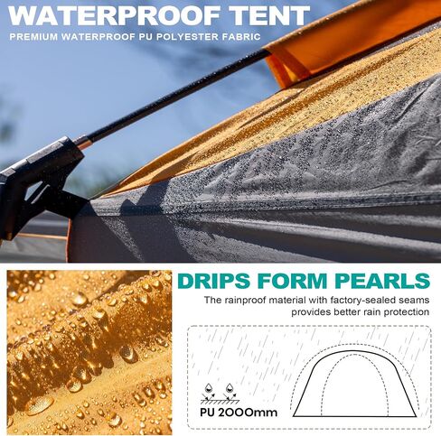 SUV Tent for Camping,Waterproof PU2000mm, Fits 5-8 People,Spacious Double Layer Design, Includes Rainfly & Storage Bag, 8FT L x 8FT W x 7.2FT H in Kuwait