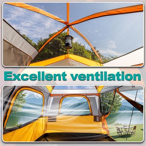 SUV Tent for Camping,Waterproof PU2000mm, Fits 5-8 People,Spacious Double Layer Design, Includes Rainfly & Storage Bag, 8FT L x 8FT W x 7.2FT H in Kuwait