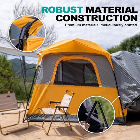 SUV Tent for Camping,Waterproof PU2000mm, Fits 5-8 People,Spacious Double Layer Design, Includes Rainfly & Storage Bag, 8FT L x 8FT W x 7.2FT H in Kuwait