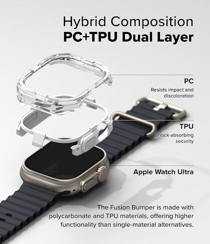 Ringke Fusion Bumper [Stylish Double-Layer] Compatible with Apple Watch Ultra 2 Case and Apple Watch Ultra Case Lightweight Cover for Women, Men - White in Kuwait