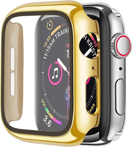 Gold Hard Case Compatible with Apple Watch Series 6 SE Series 5 Series 4 44mm, Hard PC Case Slim Tempered Glass Screen Protector Overall Protective Cover for iwatch 2-Pack(44mm Gold/Clear) in Saudi Arabia