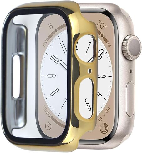 Gold Hard Case Compatible with Apple Watch Series 6 SE Series 5 Series 4 44mm, Hard PC Case Slim Tempered Glass Screen Protector Overall Protective Cover for iwatch 2-Pack(44mm Gold/Clear) in Saudi Arabia