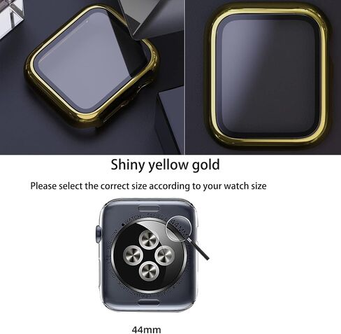 Gold Hard Case Compatible with Apple Watch Series 6 SE Series 5 Series 4 44mm, Hard PC Case Slim Tempered Glass Screen Protector Overall Protective Cover for iwatch 2-Pack(44mm Gold/Clear) in Saudi Arabia