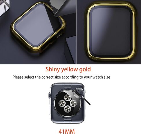 Gold Hard Case Compatible with Apple Watch Series 6 SE Series 5 Series 4 44mm, Hard PC Case Slim Tempered Glass Screen Protector Overall Protective Cover for iwatch 2-Pack(44mm Gold/Clear) in Saudi Arabia