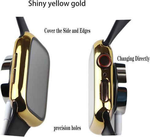 Gold Hard Case Compatible with Apple Watch Series 6 SE Series 5 Series 4 44mm, Hard PC Case Slim Tempered Glass Screen Protector Overall Protective Cover for iwatch 2-Pack(44mm Gold/Clear) in Saudi Arabia