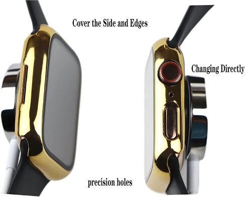 Gold Hard Case Compatible with Apple Watch Series 6 SE Series 5 Series 4 44mm, Hard PC Case Slim Tempered Glass Screen Protector Overall Protective Cover for iwatch 2-Pack(44mm Gold/Clear) in Saudi Arabia