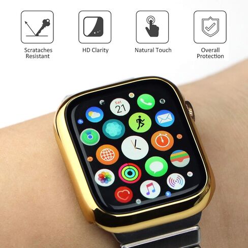 Gold Hard Case Compatible with Apple Watch Series 6 SE Series 5 Series 4 44mm, Hard PC Case Slim Tempered Glass Screen Protector Overall Protective Cover for iwatch 2-Pack(44mm Gold/Clear) in Saudi Arabia