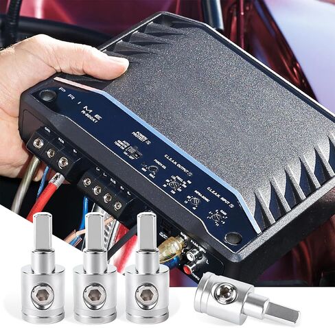 4PCS Heavy-Duty Car Stereo Audio Wire Reducer - 0 Gauge to 4 Gauge for Amp Input, AWG Pin Power & Ground Connection in Kuwait