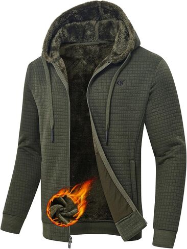 yuyangdpb Men's Zip Up Hoodie Heavyweight Fleece Sherpa Lined Sweatshirt Jackets Winter Warm Coats in Saudi Arabia