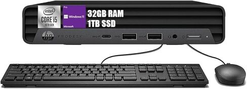 كمبيوتر مكتبي صغير HP ProDesk 600 G6، معالج i5-10500T سداسي النواة، ذاكرة وصول عشوائي 32 جيجابايت، 1 تيرابايت SSD، لوحة مفاتيح وماوس، واي فاي، بلوتوث، Windows 11 Pro (متجدد) in Saudi Arabia