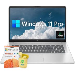HP Business Laptop Computer, 17.3" FHD IPS LED Laptop, AMD Ryzen 5 7430U Processor, Windows 11 Pro Laptop 36GB RAM 1TB SSD, 1-Year Microsoft Office 365, Numeric Keypad, NLY Earphones, Silver