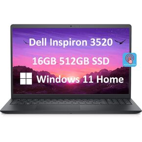 Dell Inspiron 15 3000 3520 15.6" FHD Touchscreen (Intel 4-Core i5-1135G7, 16GB RAM, 512GB PCIe SSD, UHD Graphics) Business Laptop, WVA Anti-Glare, Numeric Keypad, Webcam, Wi-Fi, Win 11 Pro, Black