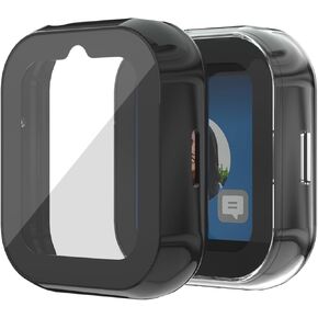 NewJourney 2 Pack Case Compatible with Sync UP Kids Watch 2, Hard PC Overall Protective Case with Tempered Glass Screen Protector (Black+Clear)
