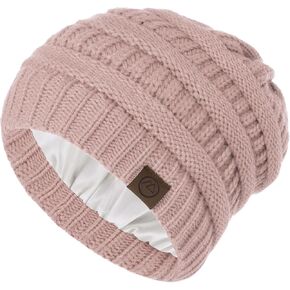 Zando Unisex Satin Lined Beanie for Women Men Cute Winter Hats for Women Fashionable Skull Knit Hat Warm Beanies Hats