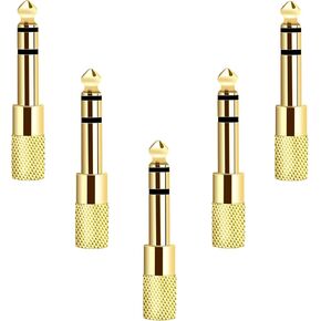 [Updated Version 5-Pack Stereo Audio Adapter 6.35mm (1/4 inch) Male to 3.5mm (1/8 inch) Female Headphone Jack