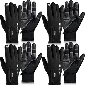 JaGely 4 Pairs Winter Gloves Windproof Waterproof Warm Touchscreen Gloves for Men Women Snow Ski Gloves Outdoor Winter Thermal Gloves for Hiking Running Cycling Driving, Black and Grey