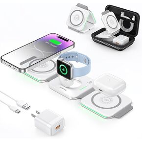3 in 1 Charging Station for Apple,Magnetic Foldable Charger for Travel,Wireless Charger Pad for iPhone 16/15/14/13/12/Pro/Max/Mini,AirPods Wireless/Pro,iWatch Ultra/SE/10/9/8/7/6/5/4/3/2