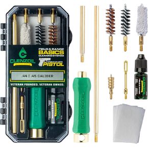 CLENZOIL Field & Range Pistol Basics 44 & 45 Caliber Cleaning Kit | Complete Pistol Cleaning Kit 45 ACP | 45 Colt Cleaning Kit & 45 ACP Cleaning Kit with Oil and Cleaner