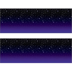 Beistle 2 Piece Starry Sky Wall Backdrops, Photography Backgrounds Awards Night Theme, Birthday Party Decorations, Celebrating with You Since 1900, 4' x 30', Purple/Black