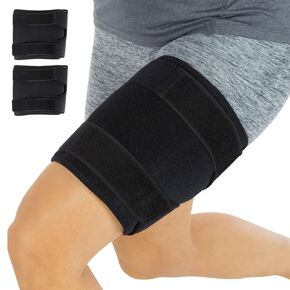 Vive Thigh Brace - Hamstring Quad Wrap - Adjustable Compression Sleeve Support for Pulled Groin Muscle, Sprains, Quadricep, Tendinitis, Workouts, Sciatica Pain and Sports Recovery - Men, Women (Black)