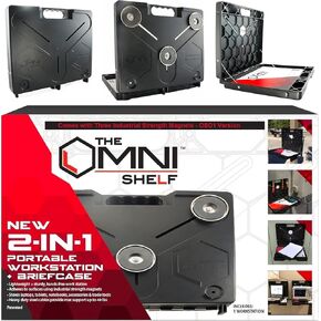 The OmniShelf Portable Workstation, Magnetic Toolbox, Laptop Stand w/ 40 lb Capacity, Hands Free Workstation, Attach to HVAC, Trucks, Walls, Poles etc. (Model # OSO1 - Magnets)