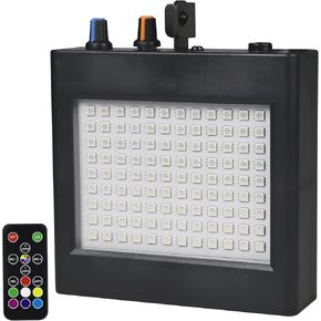 مصباح LED وامض للمسرح، 12 مصباح LED RGBW، تحكم في الصوت، تحكم دي ام اكس، لحفلات الدي جيه والكريسماس والنوادي والنوادي (اسود، مع جهاز تحكم عن بعد)