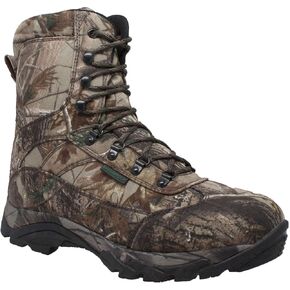 Ad Tec 10in Mens Real Tree Camo Waterproof Hunting Boots Synthetic, Camouflage - Aggressive Rubber Outsole with Steel Shank