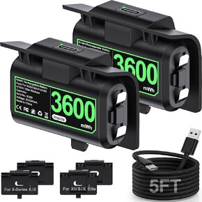 Mocagen Controller Battery for Xbox One/Xbox Series X/S, Rechargeable Battery Pack for Xbox One S/X/Elite, Play Charge Kit with Xbox Battery Covers & Charging Cable