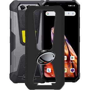 for Fossibot F106 Pro Case with [360° Rotation Ring Kickstand], Anti-Scratch Soft Silicone Phone Case for Fossibot F106 Pro, AQGGIIXY Shockproof Cover for Fossibot F106 Pro (6.58") - Black
