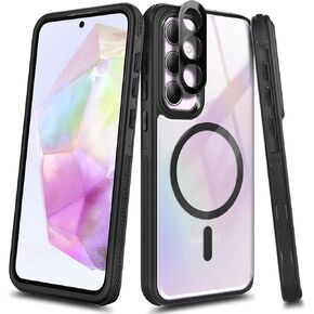Magnetic Case for Gabb Phone 4 Pro Phone (Pro Only) [Compatible with MagSafe] Magnetic Car Phone Mount [Camera Lens Protector] Anti-Slip Strip Translucent Phone Case (Black)