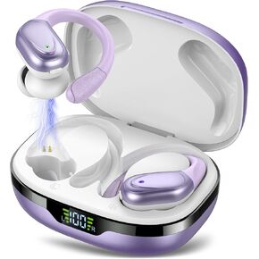 Ear buds Wireless Earbuds Bluetooth 5.3 Headphones 60hrs Playtime with Digital Display Sports Wireless Headphones with Earhook Deep Bass IPX7 Waterproof Over-Ear Earbuds for Android iOS Workout Rose