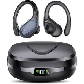 Ear buds Wireless Earbuds Bluetooth 5.3 Headphones 60hrs Playtime with Digital Display Sports Wireless Headphones with Earhook Deep Bass IPX7 Waterproof Over-Ear Earbuds for Android iOS Workout Rose