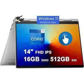HP Envy X360 2-in-1 Laptop | 14" FHD IPS Multi-Touch | 13th Gen Intel 10-Core i7-1355U |16GB DDR5 512GB SSD | Backlit Keyboard Fingerprint USB-C B&O Fast Charge Win11Pro Silver + HDMI Cable