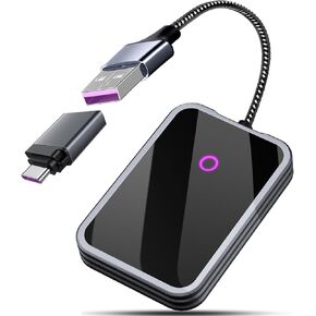 Carplay Wireless Adapter for Android & iOS Device, Converts Wired to Wireless Carplay Adapter Cars 2015+, Bluetooth Carplay Dongle with USB A/C Port to iOS 10+ Android 10.0+ (Ash Gray)