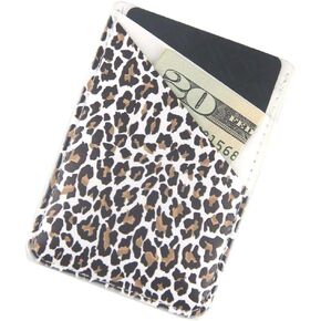 Phone Card Holder, Ultra Thin PU Leather 3M Adhesive Stick-on ID Credit Card Wallet Sticker Case Pouch Pocket for Back of iPhone,Android and Smartphones (Leopard#1)