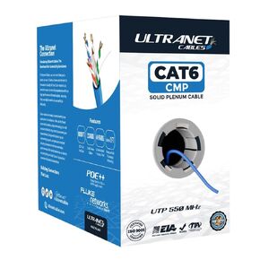 Cat6 Plenum (CMP) 1000ft Cable | 23AWG 100% Solid Copper Conductors | 550 MHz, 4 Pair UTP | Fluke DSX-8000 Tested up to 100 Meters | PoE++ (4PPoE) Premium Certified Solution (Black)