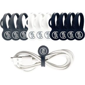 SUNFICON 10 Pack Earbuds Cords Organizers Magnetic Cable Clips Organizers Bookmark Clips Whiteboard Noticeboard Fridge Magnets USB Cable Manager Keeper for Home Kitchen Office School,Gray White Black