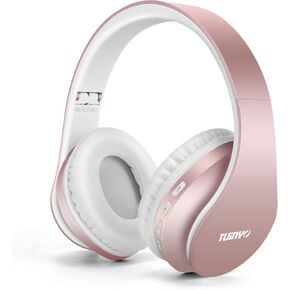 TUINYO Wireless Headphones Over Ear, Bluetooth Headphones with Microphone, Foldable Stereo Wireless Headsetfor Travel Work TV PC Cellphone-Purple