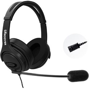 Discover D722 Noise Canceling Headset for Office Desk Phones- Adapter Sold Separate- Only Headset for Desk Phones to Fully Enclose Ears- Works with Cisco, Avaya, Polycom, Yealink, Mitel and More