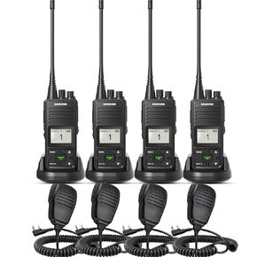 SAMCOM FPCN10A Two Way Radios with Speaking Mic, 3000mAh High Power 2 Way Radio Long Range, Rugged UHF Walkie Talkies with Shoulder Mic for Restaurant Hotel (4 Pcs Radio + 4 Speaker Mic)
