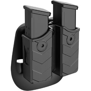 Universal Double Magazine Pouch, 9mm .40 Double Stack Mag. Holder Dual Stack Mag Holster with Adjustable Retention for Glock Sig sauer S&W Beretta Browning Taurus H&K Springfield Ruger Pistol Mags