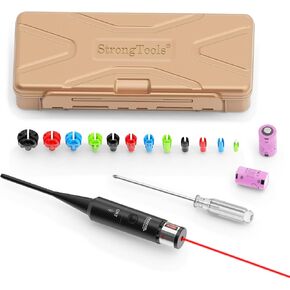 Red or Green BoreSighter 177 to 12GA Caliber Rifle Scope Handgun Hunting Red/Green Dot Boresight Kit Press Switch Bore Sight 800mAh Battery