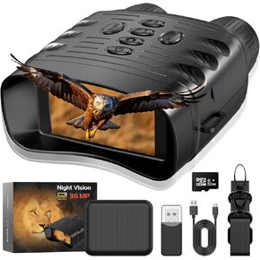 Night Vision Goggles 4K 36MP FHD Binoculars Infrared for Adults Millitary, 3'' Large Screen Digital Night Vision for Viewing in 100% Darkness, Free 32GB Memory Card for Photo and Video Storage