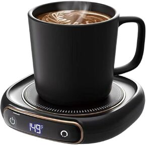 Coffee Mug Warmer, Coffee Cup Warmer for Desk with Auto Shut Off, 3 Temp Settings Smart Mug Warmer for Heating Coffee, Beverage, Milk, Tea, Chocolate and Cocoa, Bring Cup Set (Black)