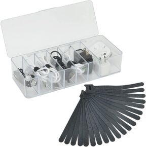 Electronics Organizer 8 Sections Clear Acrylic Cable Storage Bin Box Cord Holder with 20 PCS Reusable Fastening Fabric Cable Ties Straps Cord Wraps (8 Section/With Cover)