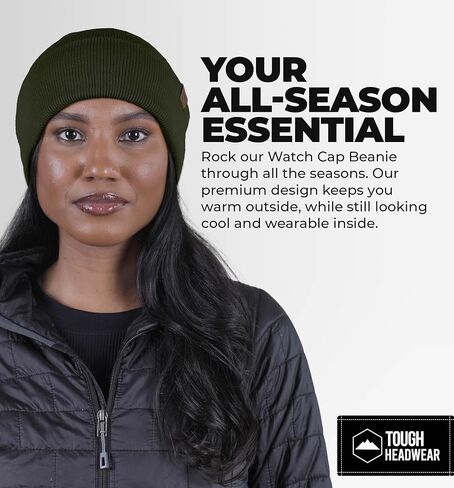 Tough Headwear Cuffed Beanie Hats for Men - Winter Beanies for Women - Toboggan Hat - Mens Winter Knit Hat - Stocking Cap in Kuwait