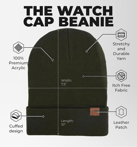 Tough Headwear Cuffed Beanie Hats for Men - Winter Beanies for Women - Toboggan Hat - Mens Winter Knit Hat - Stocking Cap in Kuwait