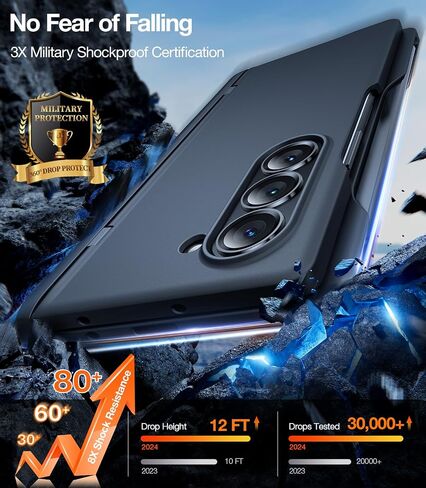 TORRAS Magnetic Armor Stand for Samsung Galaxy Z Fold 6 Case with S Pen Holder, [MIL-Grade Hinge Protection] [Compatible with MagSafe] [Invisible Kickstand], Slim Case for Galaxy Z Fold 6 Case, Black in Saudi Arabia