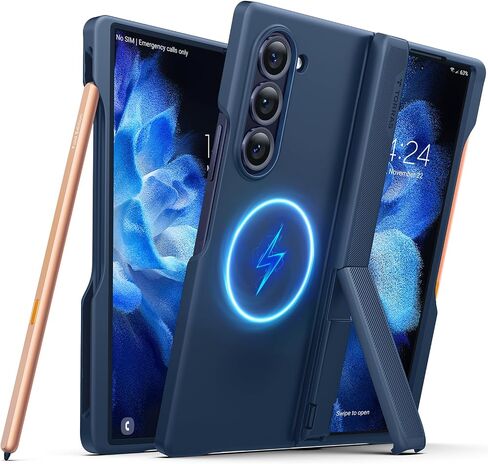 TORRAS Magnetic Armor Stand for Samsung Galaxy Z Fold 6 Case with S Pen Holder, [MIL-Grade Hinge Protection] [Compatible with MagSafe] [Invisible Kickstand], Slim Case for Galaxy Z Fold 6 Case, Black in Saudi Arabia