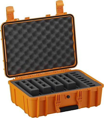 Condition 1 18" Medium Waterproof Hard Case With Foam, Model 801, Orange | Portable Protective Storage Box for Travel, Tactical Gear, Made in USA, 18.36"x13.70"x7.03" in Saudi Arabia